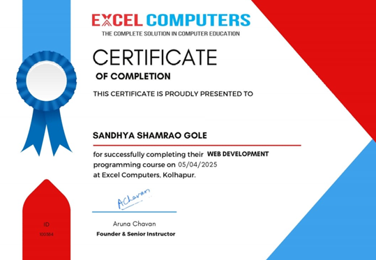 Web Development Programming Certificate - Sandhya Shamrao Gole